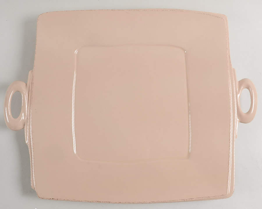 Lastra Cappuccino (Tan Glaze) 13" Square Handled Platter by Vietri (Italy)-1