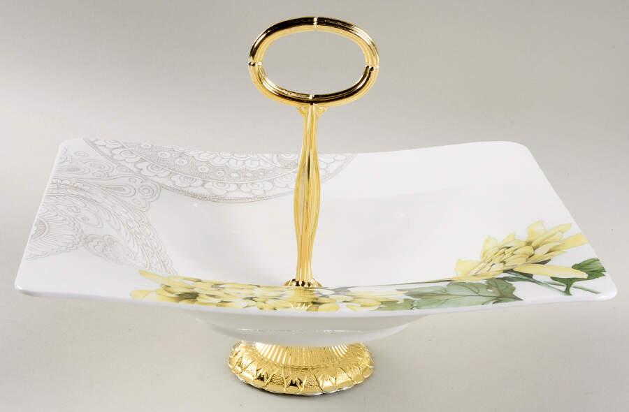 Quinsai Garden 6"-7" Handled Footed Nut Dish HC by Villeroy & Boch-1