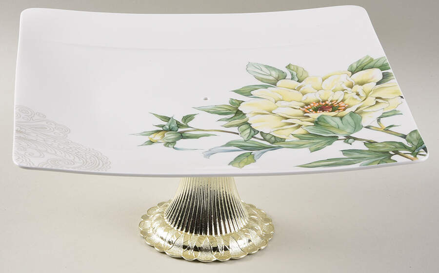Quinsai Garden Cake Stand with 4"-5" Metal Pedestal  Hc by Villeroy & Boch-1