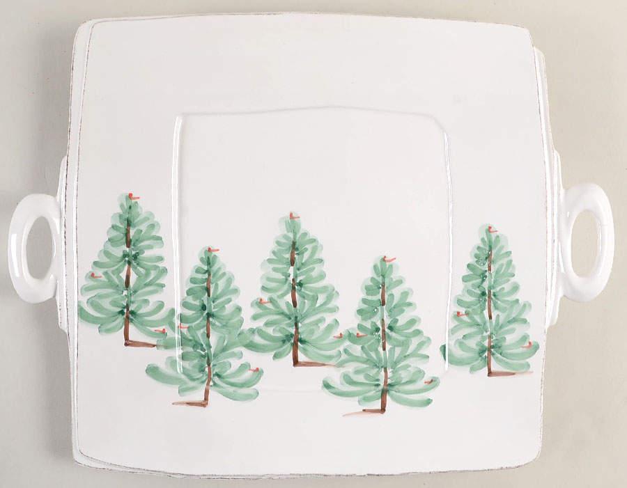Lastra Holiday 13" Square Handled Platter by Vietri (Italy)-1
