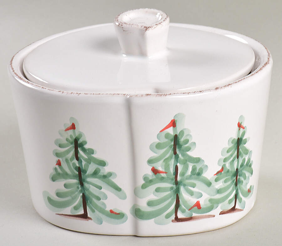 Lastra Holiday Sugar Bowl & Lid by Vietri (Italy)-1