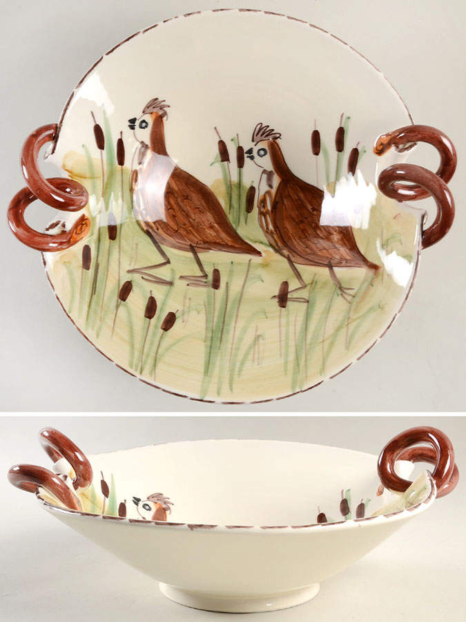 Wildlife 13" Round Handled Bowl by Vietri (Italy)-1