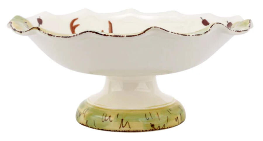 Wildlife Large Fluted Pedestal Fruit Bowl by Vietri (Italy)-1