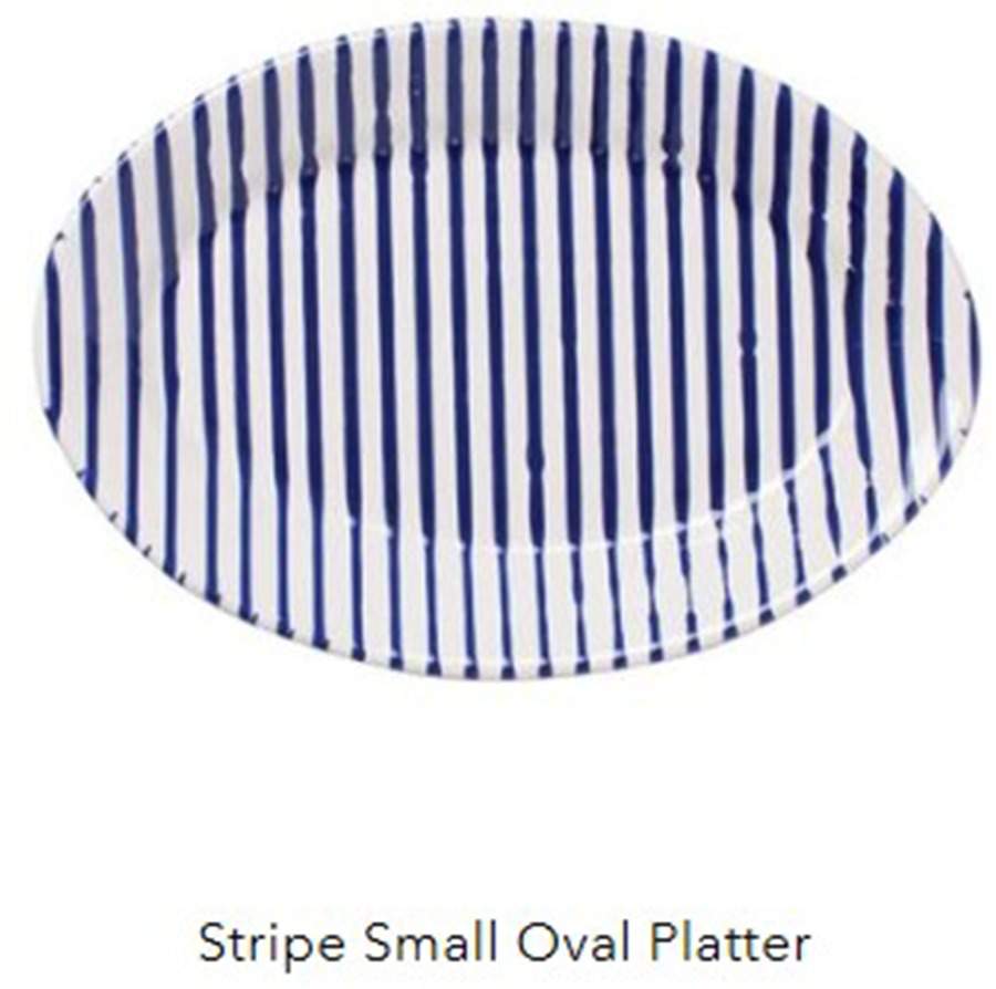 Net and Stripe 12" Oval Serving Platter by Vietri (Italy)-1