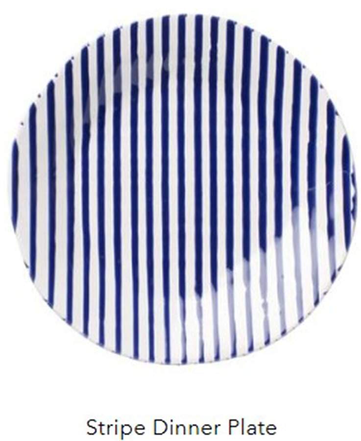 Net and Stripe Dinner Plate by Vietri (Italy)-1