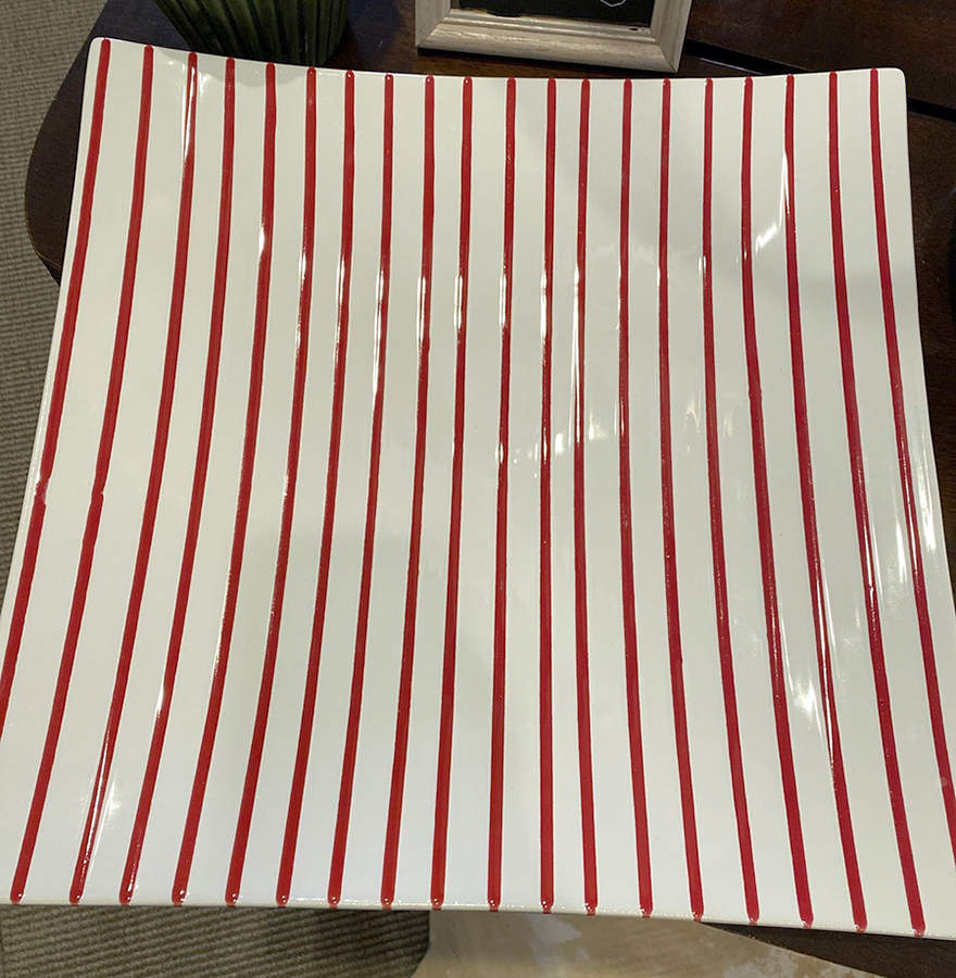 Net and Stripe 16" Square Serving Platter by Vietri (Italy)-1