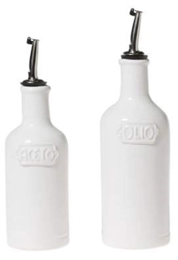 Fresh White Oil & Vinegar Jars with Drizzle Spouts by Vietri (Italy)-1