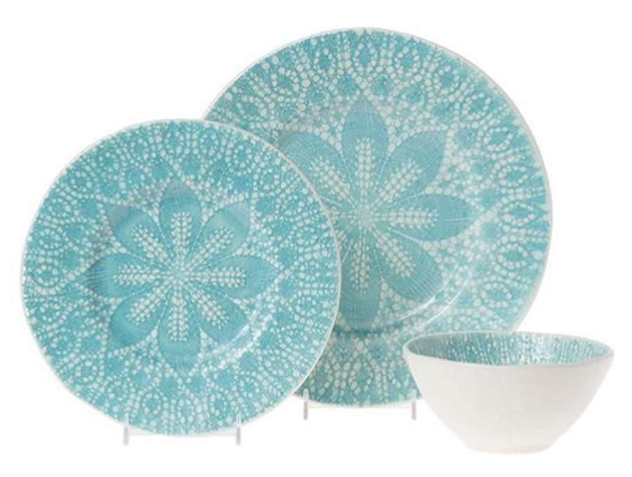 Lace Aqua Dinner Plate by Vietri (Italy)-1