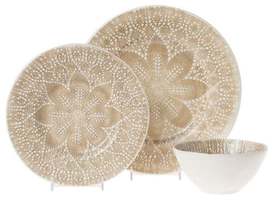 Lace Natural Dinner Plate by Vietri (Italy)-1