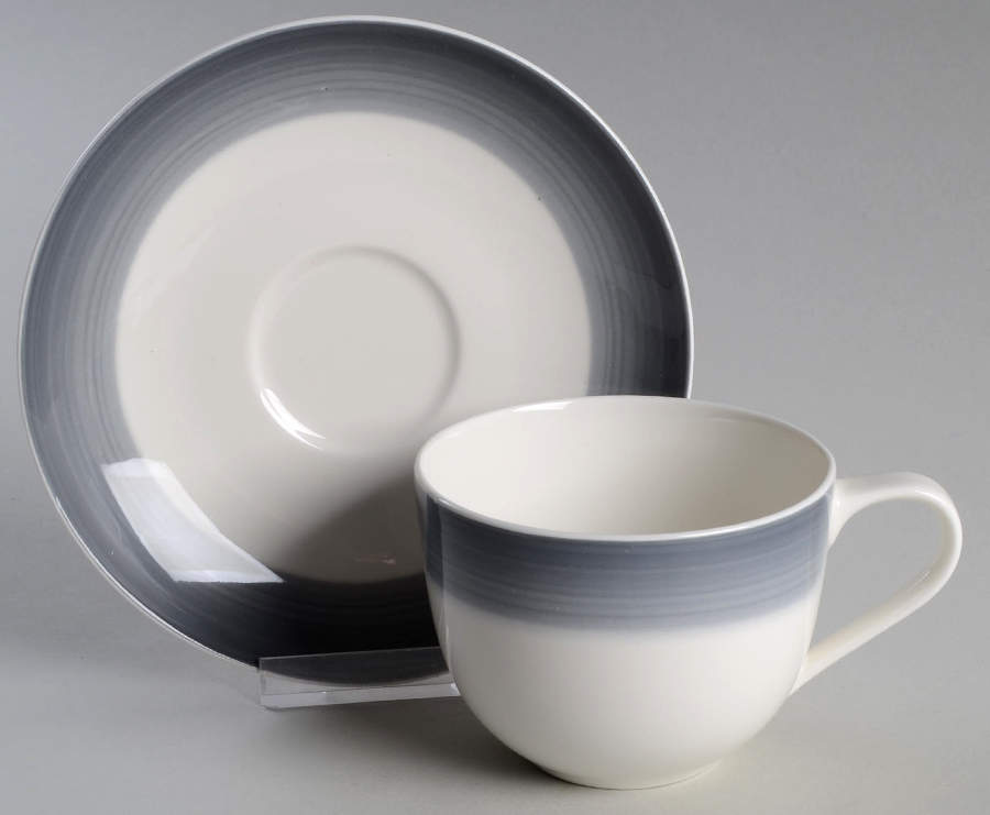 Colorful Life (Cosy Grey) Flat Cup & Saucer Set by Villeroy & Boch-1