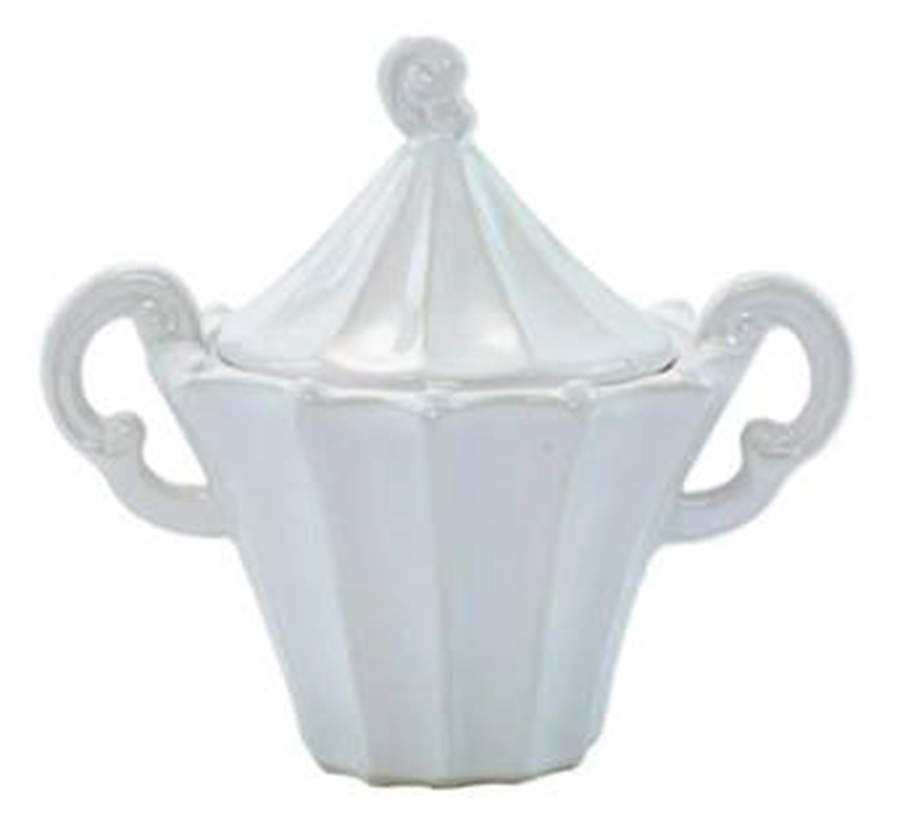 Incanto Stone White Sugar Bowl & Lid by Vietri (Italy)-1