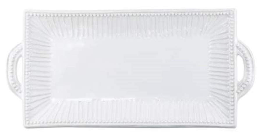 Incanto Stone White 20" Rectangular Handled Serving Platter by Vietri (Italy)-1