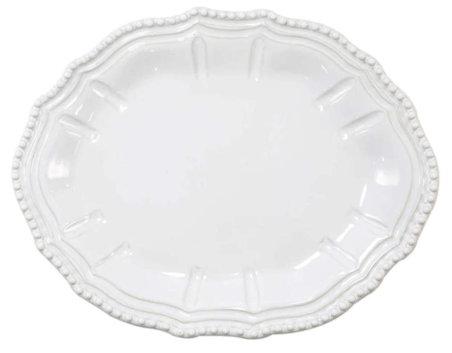 Incanto Stone White 12" Oval Serving Platter by Vietri (Italy)-1
