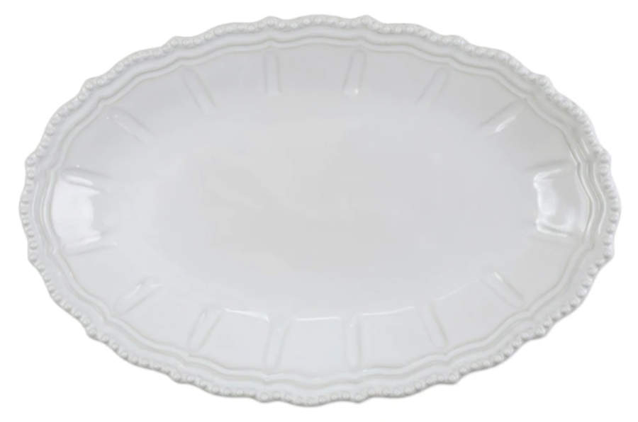 Incanto Stone White 18" Oval Serving Platter by Vietri (Italy)-1