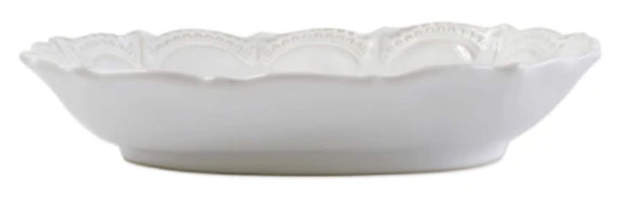 Incanto Stone White 10" Oval Vegetable Bowl by Vietri (Italy)-1