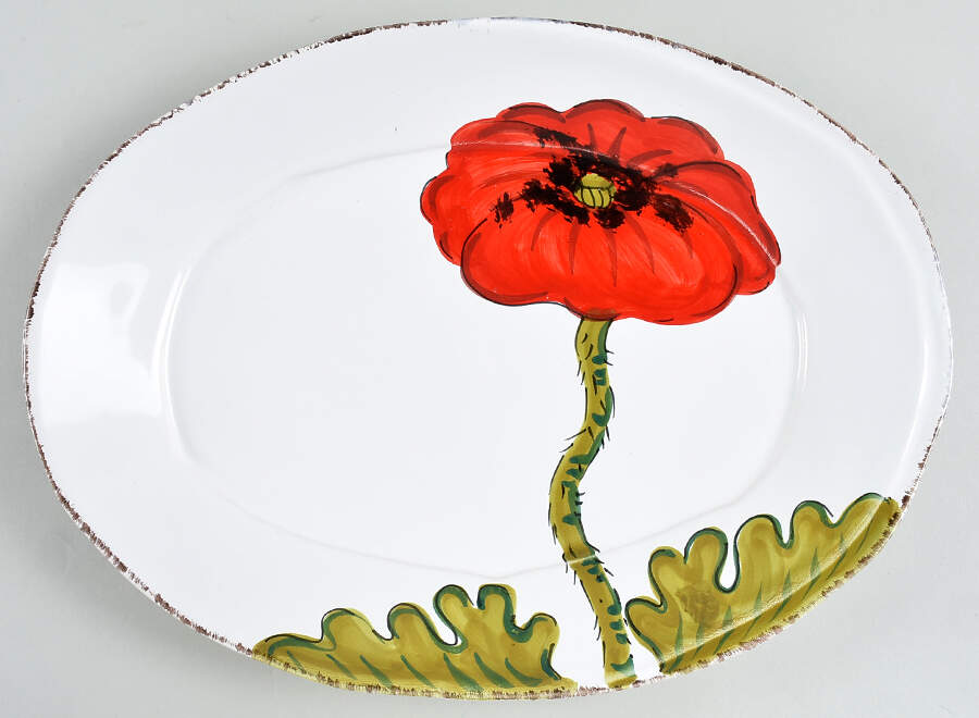 Lastra Poppy 13" Oval Serving Platter by Vietri (Italy)-1