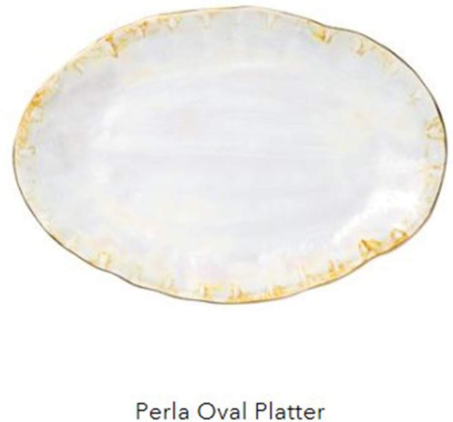 Perla 17" Oval Serving Platter by Vietri (Italy)-1