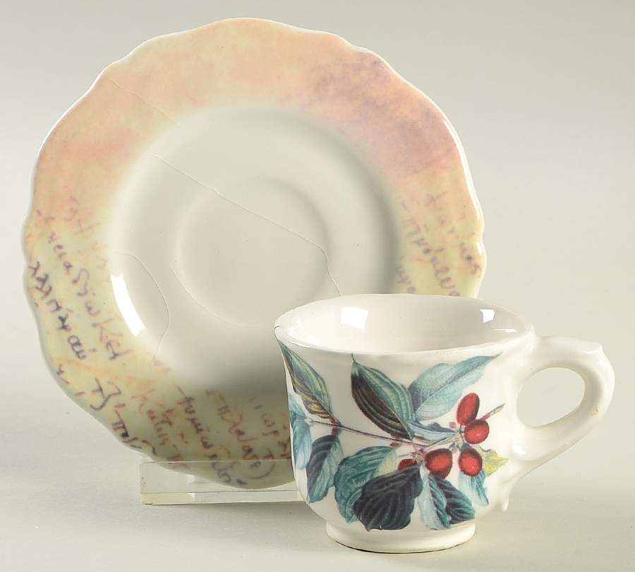 VIE159 Footed Demitasse Cup & Saucer Set by Vietri (Italy)-1