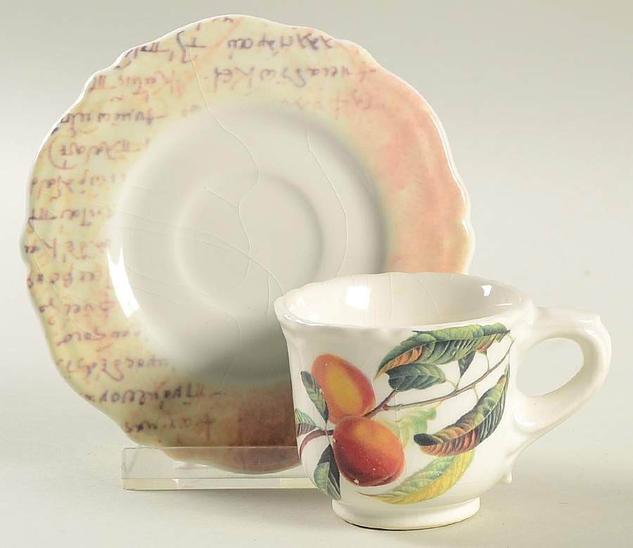 VIE159 Footed Demitasse Cup & Saucer Set by Vietri (Italy)-1