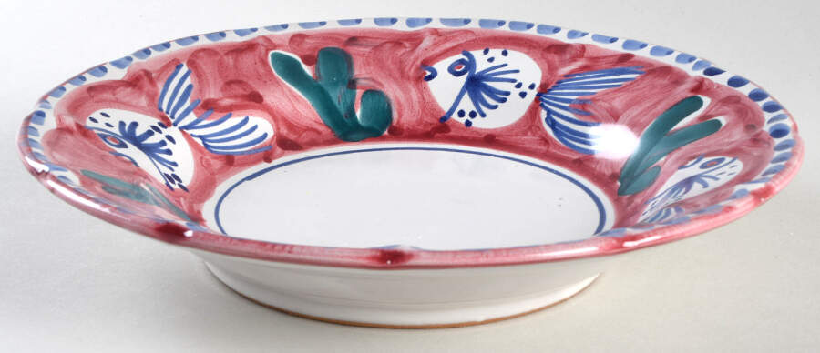 Pesce Red 9" Soup/Pasta Bowl by Vietri (Italy)-1