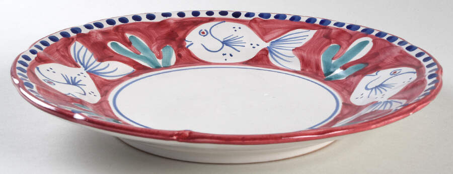 Pesce Red 10" Soup/Pasta Bowl by Vietri (Italy)-1