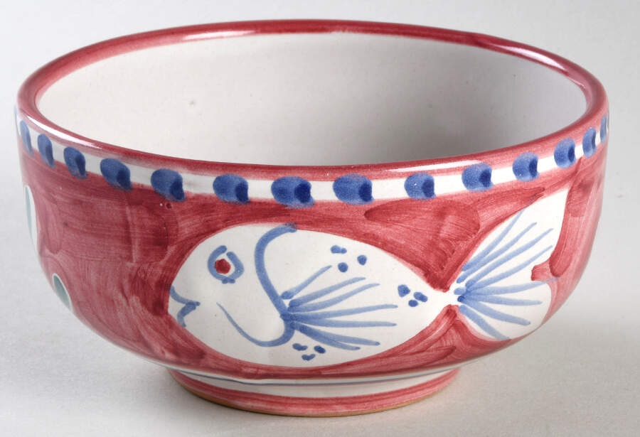 Pesce Red Soup/Cereal Bowl by Vietri (Italy)-1