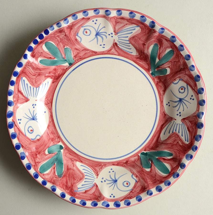 Pesce Red Salad Plate by Vietri (Italy)-1