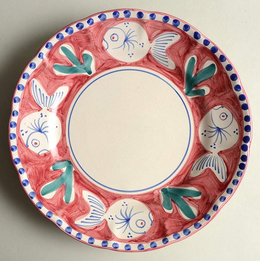 Pesce Red Dinner Plate by Vietri (Italy)-1