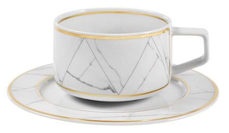 Carrara Flat Cup & Saucer Set by Vista Alegre-1