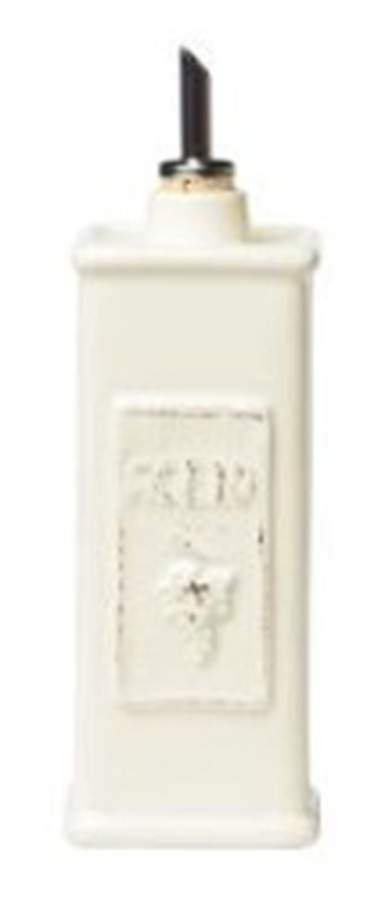 Lastra Linen (Light Cream-Off White Glaze) Vinegar Jar & Drizzle Spout by Vietri (Italy)-1