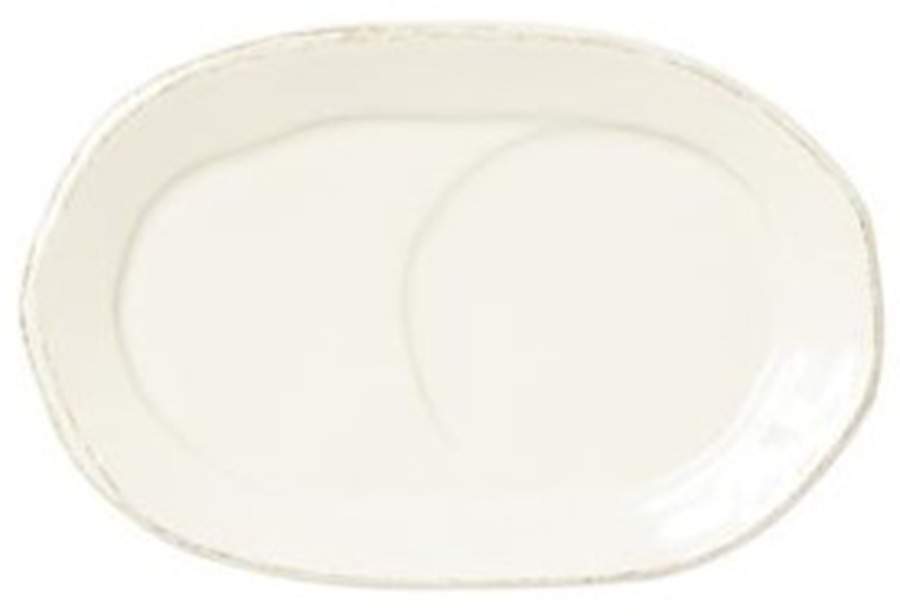 Lastra Linen (Light Cream-Off White Glaze) Oval Snack Tray by Vietri (Italy)-1