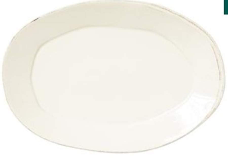 Lastra Linen (Light Cream-Off White Glaze) 18" Oval Serving Platter by Vietri (Italy)-1