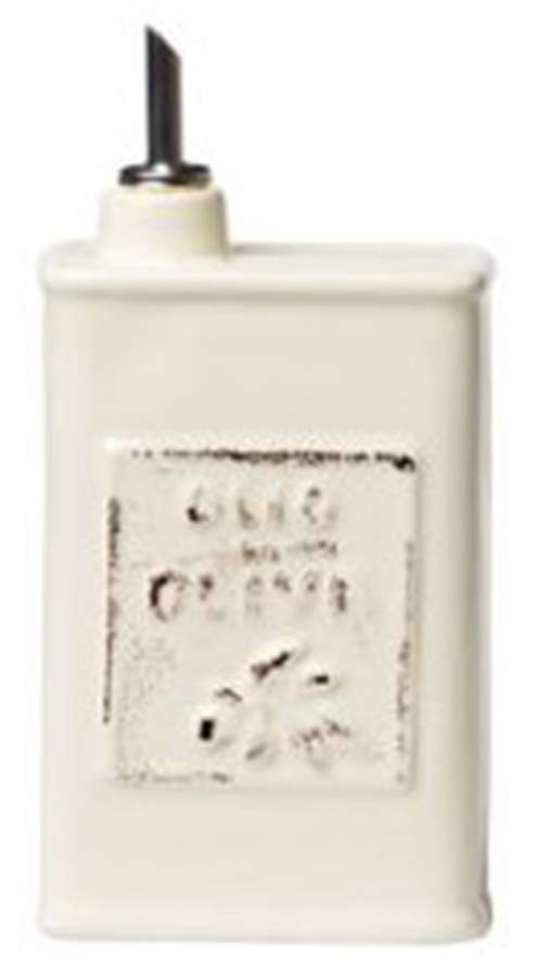 Lastra Linen (Light Cream-Off White Glaze) Oil Jar & Drizzle Spout by Vietri (Italy)-1