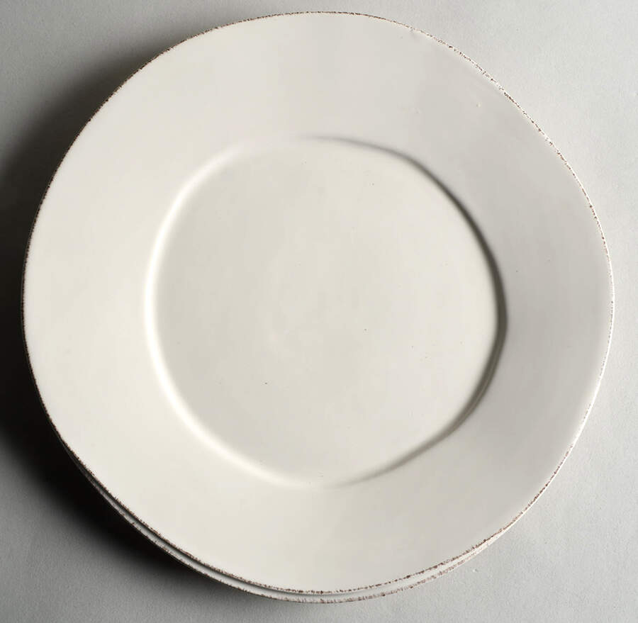 Lastra Linen (Light Cream-Off White Glaze) Dinner Plate by Vietri (Italy)-1