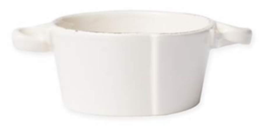 Lastra Linen (Light Cream-Off White Glaze) Individual Handled Bowl by Vietri (Italy)-1
