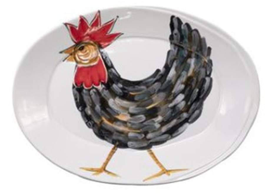 Fortunata Rooster 13" Oval Serving Platter by Vietri (Italy)-1