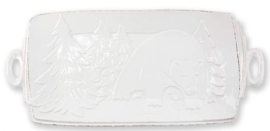 Lastra Winterland 16" Rectangular Handled Serving Platter by Vietri (Italy)-1