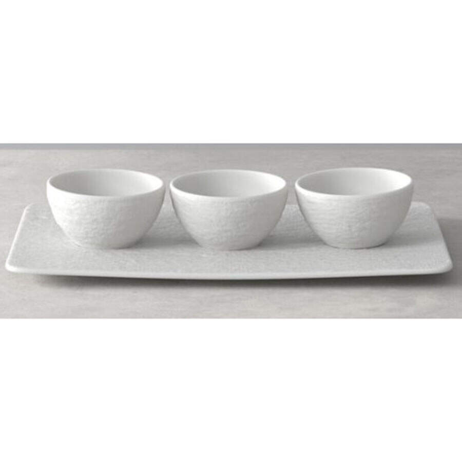 Manufacture Rock Dip Bowl Set-3 Bowls (2 DIBM1&1 DIBM2) & Tray by Villeroy & Boch-1