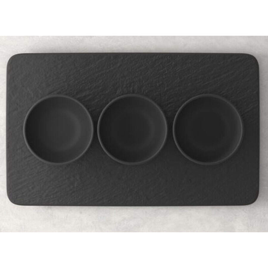 Manufacture Rock Dip Bowl Set-3 Bowls w/Tray by Villeroy & Boch-1