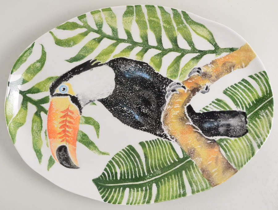 Into the Jungle 17" Oval Serving Platter by Vietri (Italy)-1
