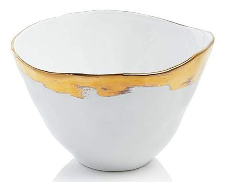 Gold Brushstroke 8" Round Serving Bowl by Vietri (Italy)-1