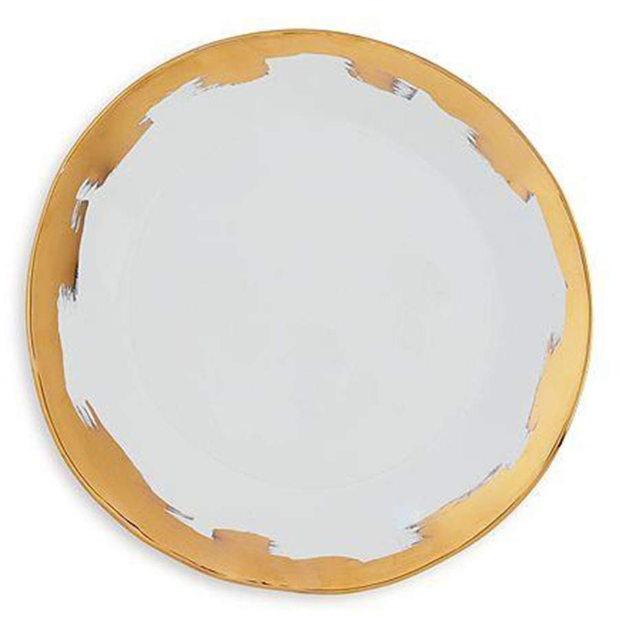 Gold Brushstroke Dinner Plate by Vietri (Italy)-1