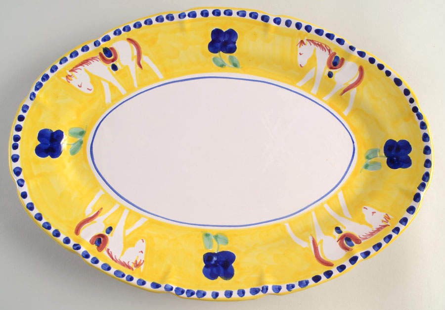 Campagna Cavallo Horse 16" Oval Serving Platter by Vietri (Italy)-1