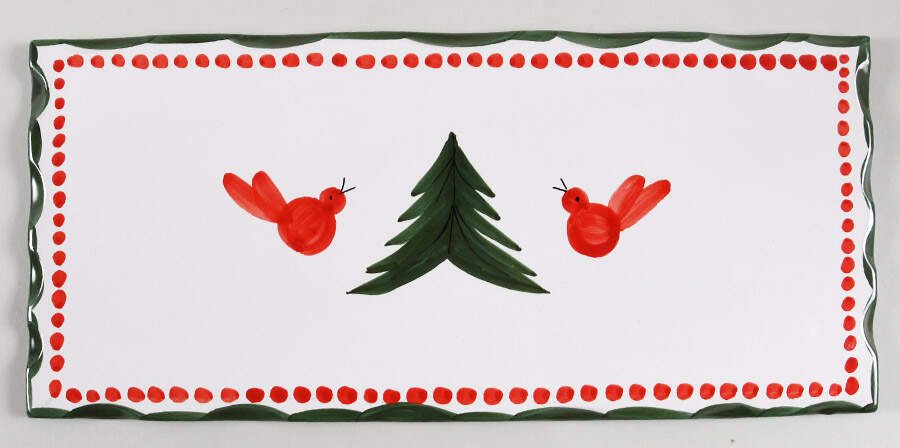 Uccello Rosso Rectangular Cheese Plate by Vietri (Italy)-1