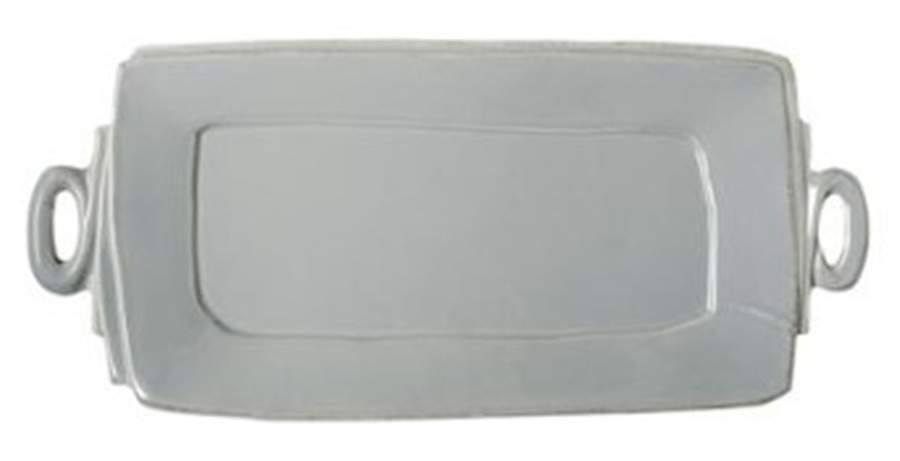 Lastra Light Gray 16" Rectangular Handled Tray by Vietri (Italy)-1