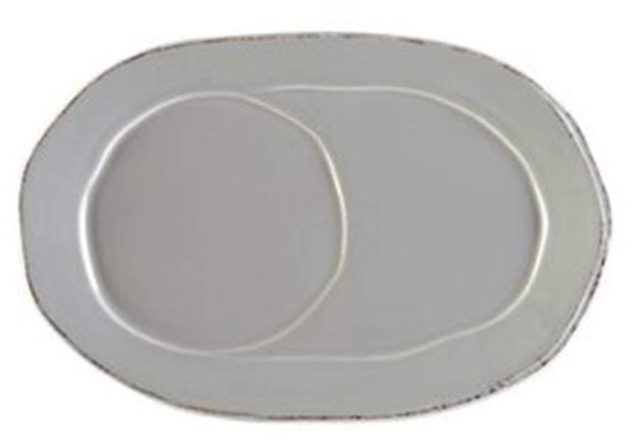 Lastra Light Gray Oval Snack Tray by Vietri (Italy)-1