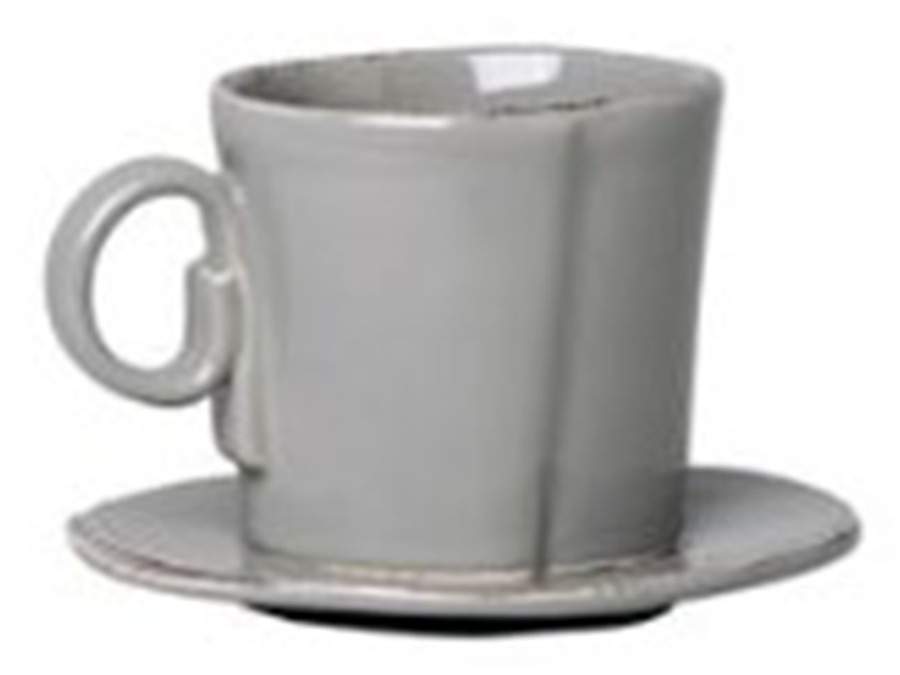 Lastra Light Gray Espresso Cup and Saucer Set by Vietri (Italy)-1