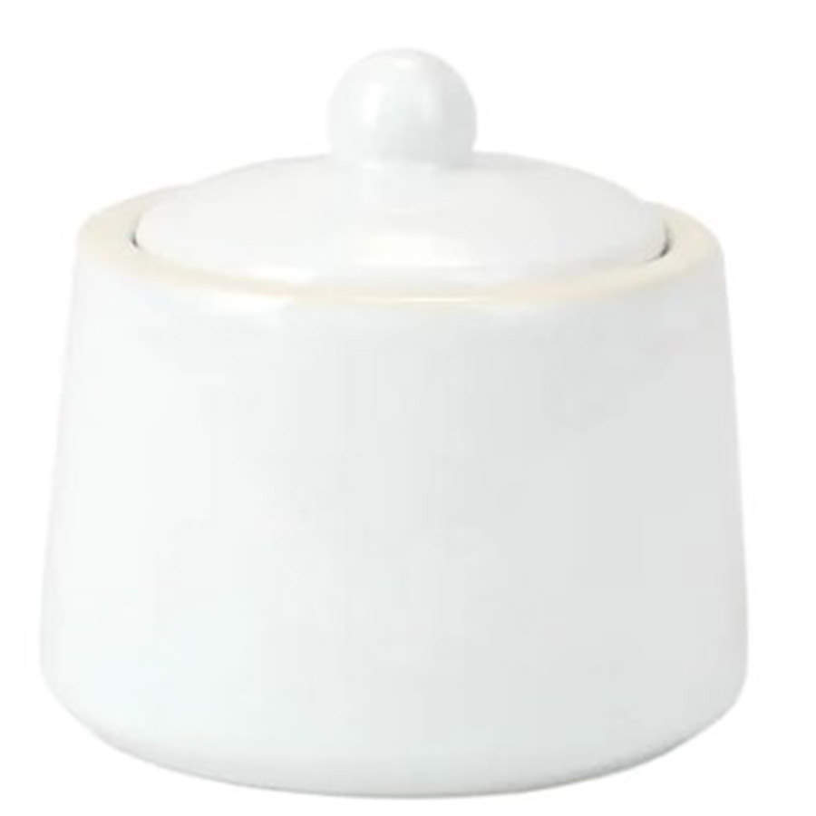 Chroma White Sugar Bowl & Lid by Vietri (Italy)-1