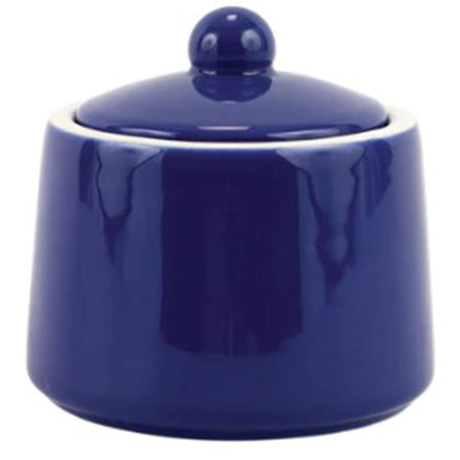 Chroma Blue Sugar Bowl & Lid by Vietri (Italy)-1
