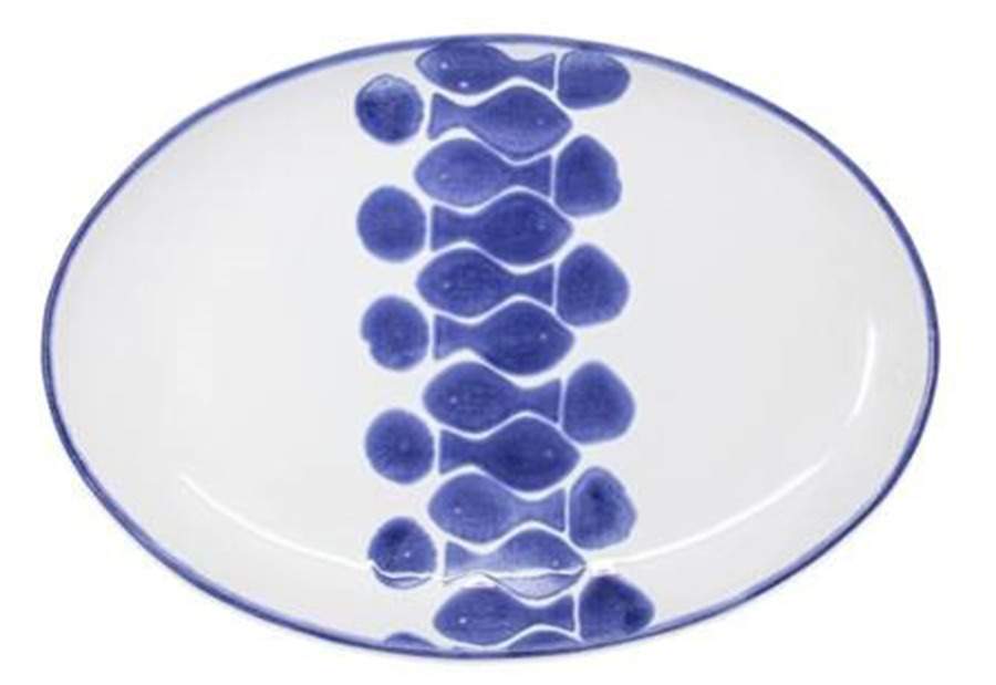 Santorini Fish 14" Oval Serving Platter by Vietri (Italy)-1